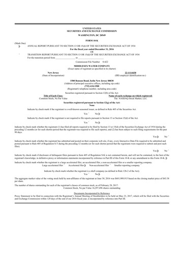 Thumbnail Middlesex Water Company
 10-K Annual Report 2016