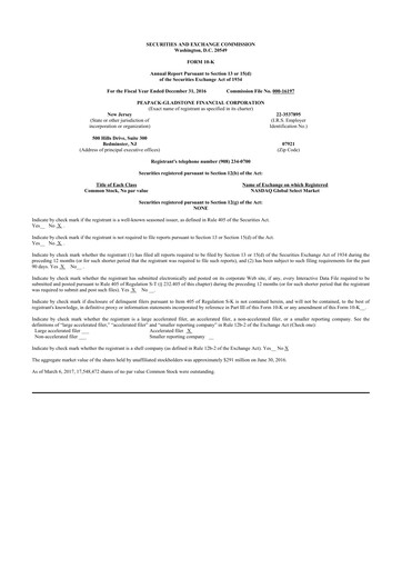 Thumbnail Peapack-Gladstone Financial 10-K Annual Report 2016