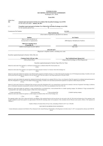 Thumbnail Shoe Carnival
 10-K Annual Report 2017