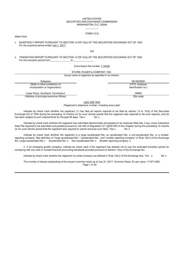 Thumbnail Sturm, Ruger & Co 10-Q Quarterly Report FY 