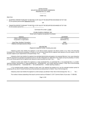 Thumbnail Sturm, Ruger & Co 10-Q Quarterly Report FY 
