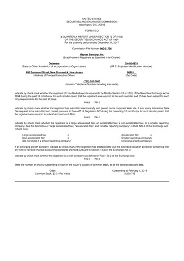 Thumbnail Magyar Bancorp 10-Q Quarterly Report FY2018 