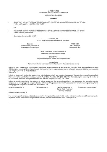 Thumbnail EVI Industries 10-Q Quarterly Report FY2018 