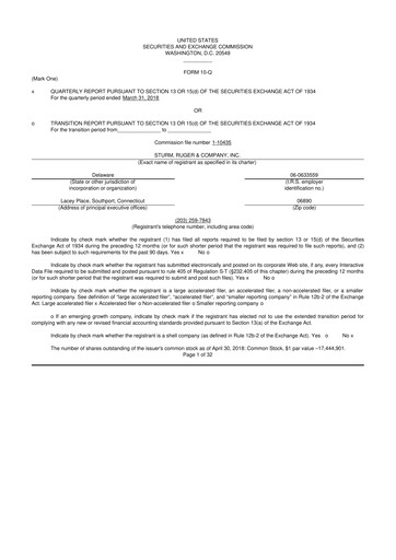 Thumbnail Sturm, Ruger & Co 10-Q Quarterly Report FY 