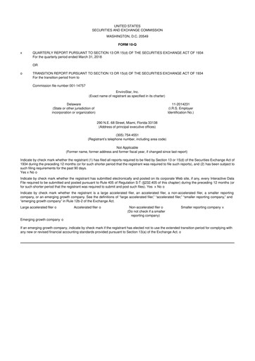 Thumbnail EVI Industries 10-Q Quarterly Report FY2018 