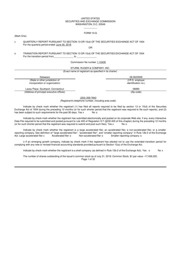Thumbnail Sturm, Ruger & Co 10-Q Quarterly Report FY 