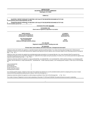 Thumbnail NI Holdings
 10-Q Quarterly Report FY2018 