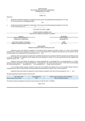 Thumbnail Sturm, Ruger & Co 10-Q Quarterly Report FY 