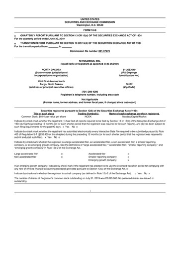 Thumbnail NI Holdings
 10-Q Quarterly Report FY2019 