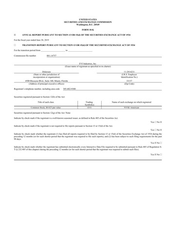 Thumbnail EVI Industries 10-K Annual Report 2019