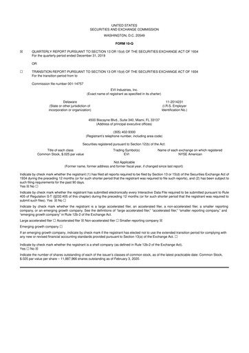 Thumbnail EVI Industries 10-Q Quarterly Report FY2020 