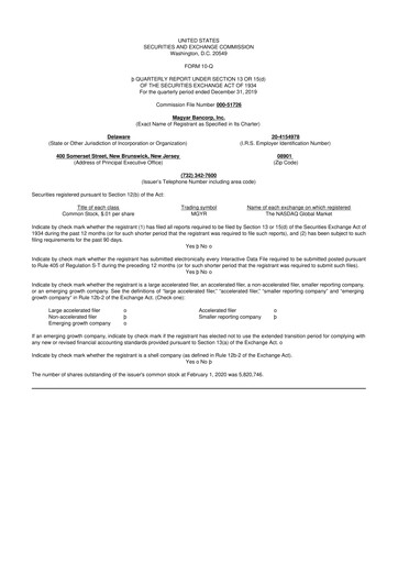 Thumbnail Magyar Bancorp 10-Q Quarterly Report FY2020 