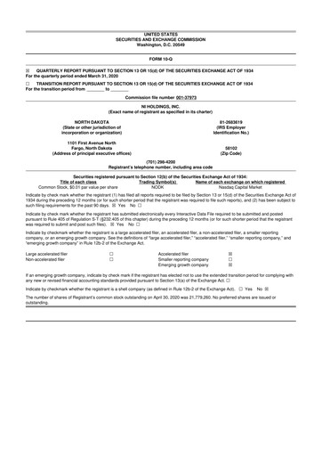 Thumbnail NI Holdings
 10-Q Quarterly Report FY2020 