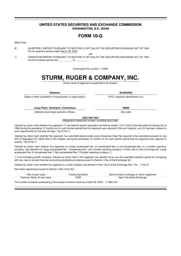 Thumbnail Sturm, Ruger & Co 10-Q Quarterly Report FY 