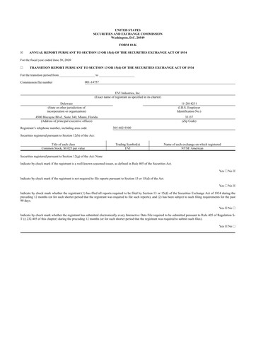 Thumbnail EVI Industries 10-K Annual Report 2020