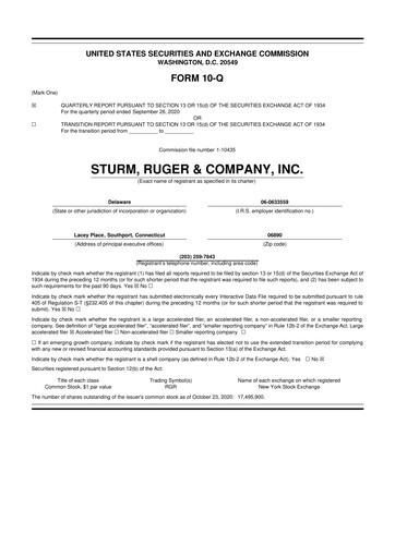 Thumbnail Sturm, Ruger & Co 10-Q Quarterly Report FY 