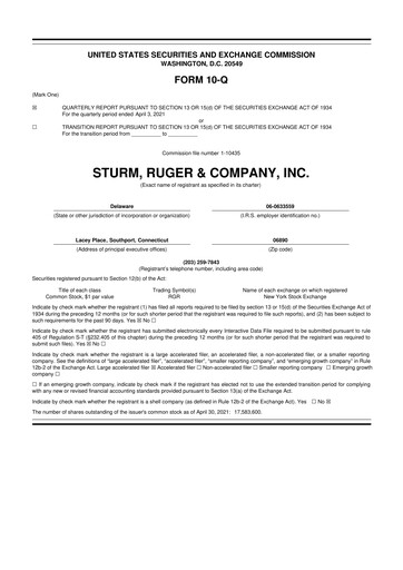 Thumbnail Sturm, Ruger & Co 10-Q Quarterly Report FY 