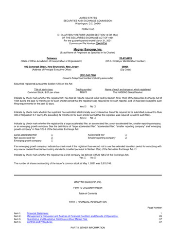 Thumbnail Magyar Bancorp 10-Q Quarterly Report FY2021 