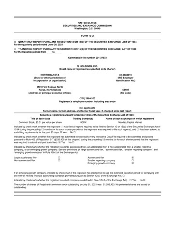 Thumbnail NI Holdings
 10-Q Quarterly Report FY2021 