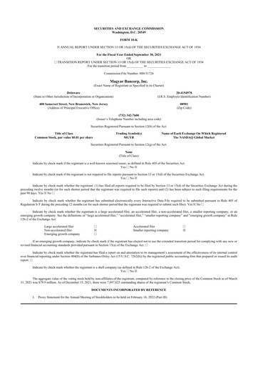 Miniature Magyar Bancorp 10-K Rapport annuel 2021