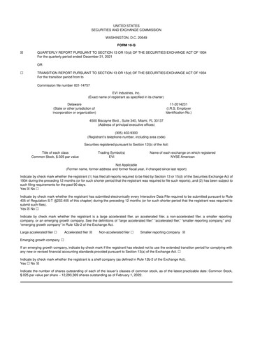 Thumbnail EVI Industries 10-Q Quarterly Report FY2022 