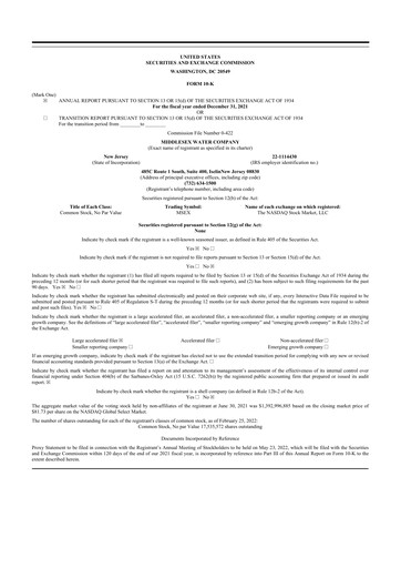 Thumbnail Middlesex Water Company
 10-K Annual Report 2021