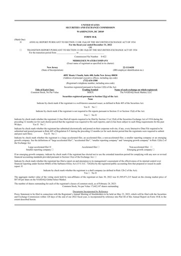 Thumbnail Middlesex Water Company
 10-K Annual Report 2022