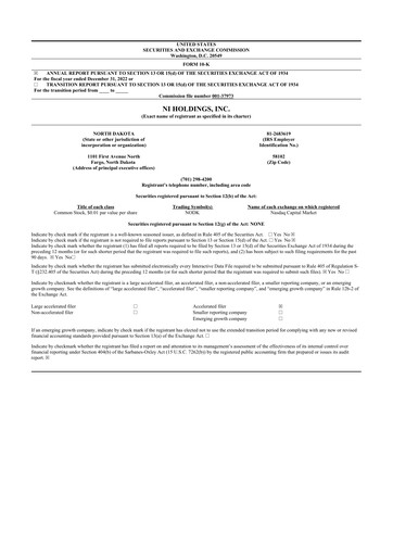 Vorschaubild NI Holdings
 10-K Jahresbericht 2022