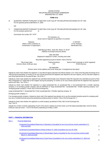 Thumbnail EVI Industries 10-Q Quarterly Report FY2023 