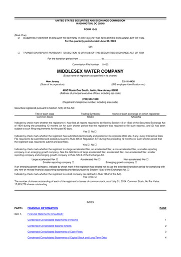 Thumbnail Middlesex Water Company
 10-Q Quarterly Report FY2024 
