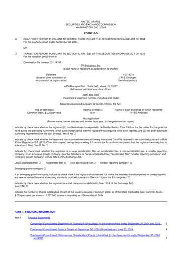 Thumbnail EVI Industries 10-Q Quarterly Report FY2025 