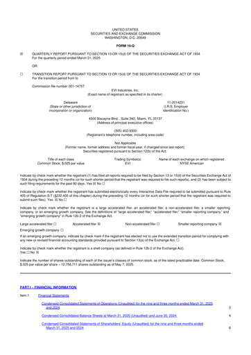 Thumbnail EVI Industries 10-Q Quarterly Report FY2025 