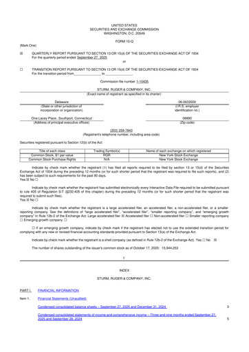 Thumbnail Sturm, Ruger & Co 10-Q Quarterly Report FY 