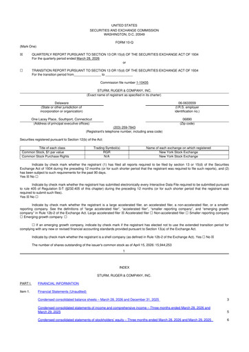 Thumbnail Sturm, Ruger & Co 10-Q Quarterly Report FY2026 