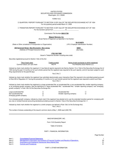 Vorschaubild Magyar Bancorp 10-Q Quartalsbericht 2026 