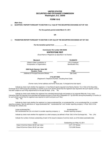 Thumbnail Whitestone REIT 10-Q Quarterly Report FY 
