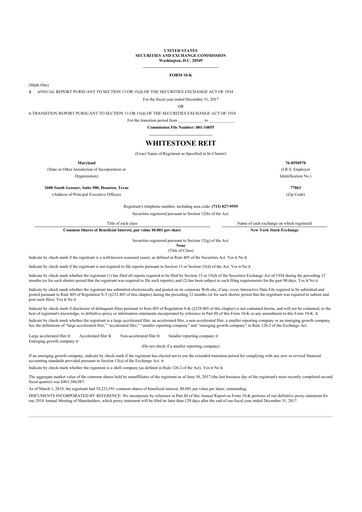 Thumbnail Whitestone REIT 10-K Annual Report 2017