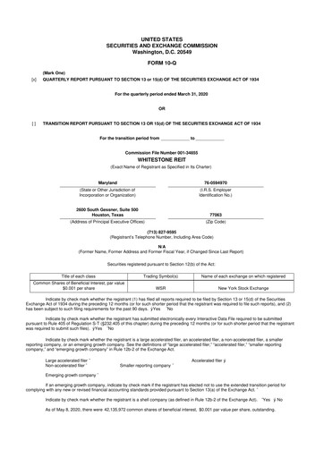 Thumbnail Whitestone REIT 10-Q Quarterly Report FY2020 