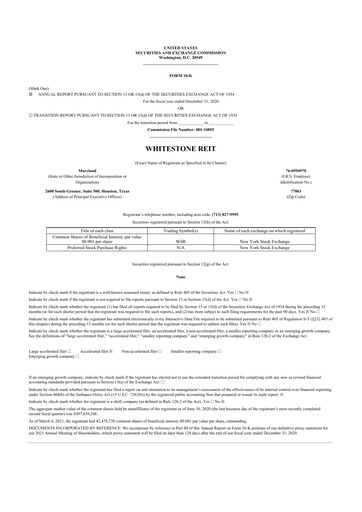 Thumbnail Whitestone REIT 10-K Annual Report 2020