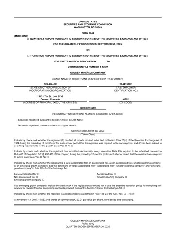 Thumbnail Golden Minerals
 10-Q Quarterly Report FY2025 