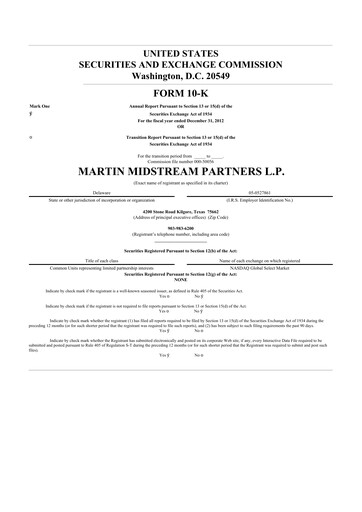 Thumbnail Martin Midstream Partners 10-K Annual Report 2012