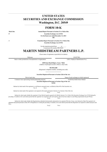 Thumbnail Martin Midstream Partners 10-K Annual Report 2013