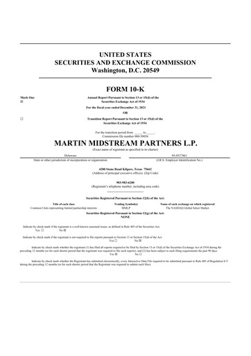 Thumbnail Martin Midstream Partners 10-K Annual Report 2021