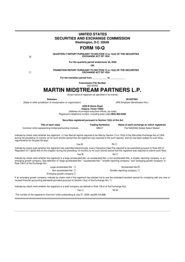Thumbnail Martin Midstream Partners 10-Q Quarterly Report FY2026 