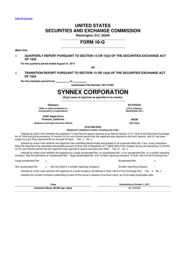 Thumbnail TD Synnex 10-Q Quarterly Report FY2011 