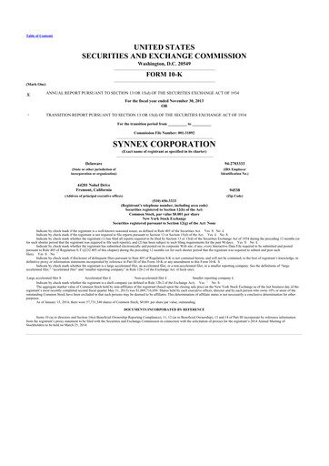 Thumbnail TD Synnex 10-K Annual Report 2013