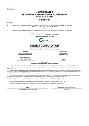 Thumbnail TD Synnex 10-Q Quarterly Report FY2016 