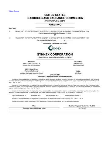 Thumbnail TD Synnex 10-Q Quarterly Report FY2016 