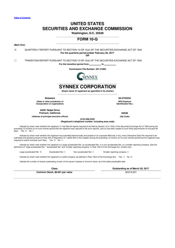 Thumbnail TD Synnex 10-Q Quarterly Report FY2017 