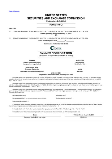 Thumbnail TD Synnex 10-Q Quarterly Report FY2018 